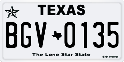 TX license plate BGV0135