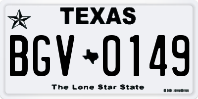 TX license plate BGV0149
