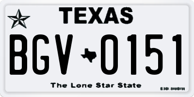 TX license plate BGV0151