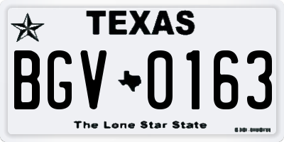 TX license plate BGV0163
