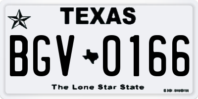 TX license plate BGV0166