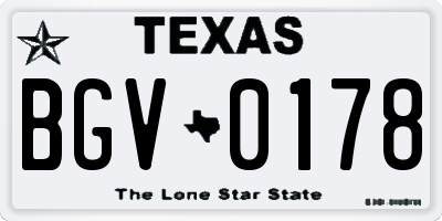 TX license plate BGV0178