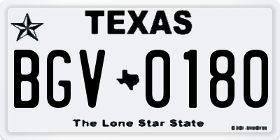 TX license plate BGV0180