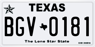 TX license plate BGV0181