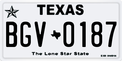 TX license plate BGV0187