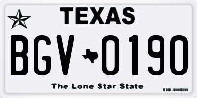 TX license plate BGV0190