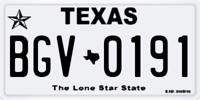 TX license plate BGV0191