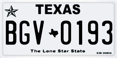 TX license plate BGV0193