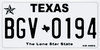 TX license plate BGV0194
