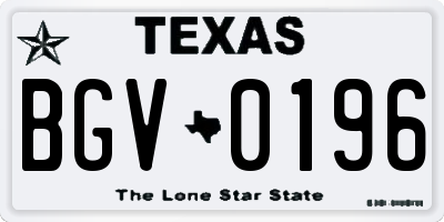TX license plate BGV0196