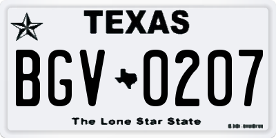 TX license plate BGV0207