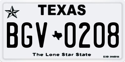TX license plate BGV0208
