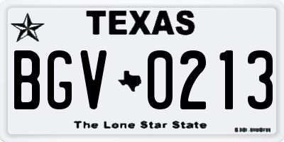 TX license plate BGV0213