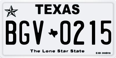 TX license plate BGV0215