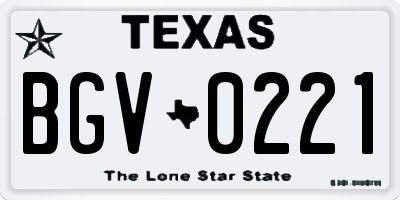 TX license plate BGV0221