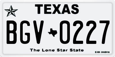 TX license plate BGV0227