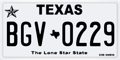 TX license plate BGV0229