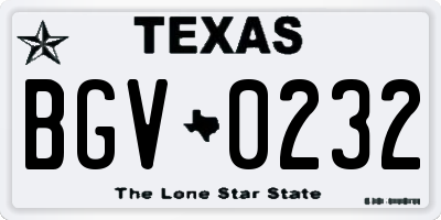 TX license plate BGV0232