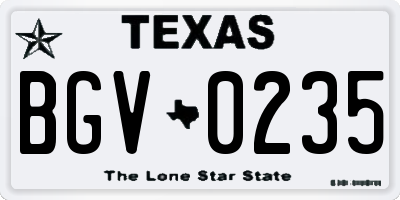 TX license plate BGV0235