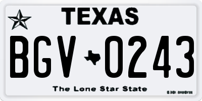 TX license plate BGV0243