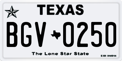 TX license plate BGV0250