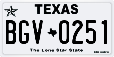 TX license plate BGV0251