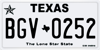 TX license plate BGV0252