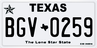 TX license plate BGV0259