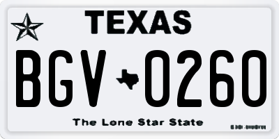 TX license plate BGV0260