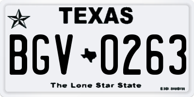 TX license plate BGV0263