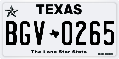 TX license plate BGV0265