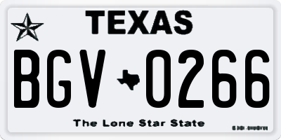 TX license plate BGV0266