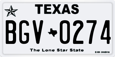 TX license plate BGV0274