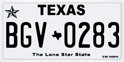 TX license plate BGV0283