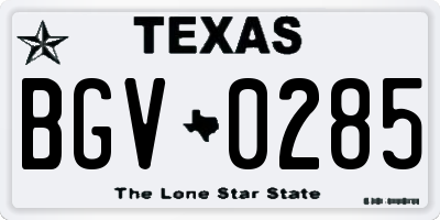 TX license plate BGV0285