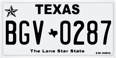 TX license plate BGV0287