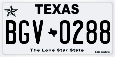 TX license plate BGV0288