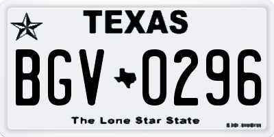 TX license plate BGV0296