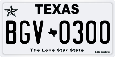 TX license plate BGV0300