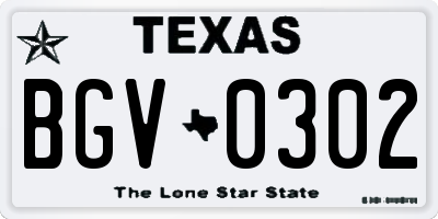 TX license plate BGV0302