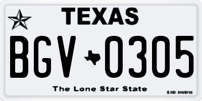 TX license plate BGV0305