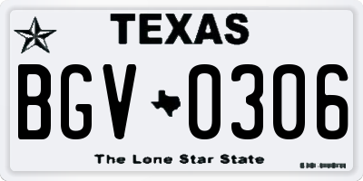 TX license plate BGV0306