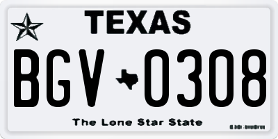TX license plate BGV0308