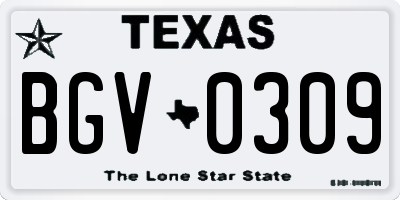 TX license plate BGV0309