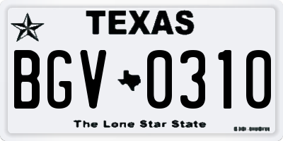 TX license plate BGV0310