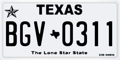 TX license plate BGV0311