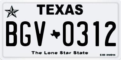TX license plate BGV0312