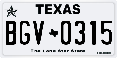 TX license plate BGV0315