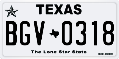 TX license plate BGV0318