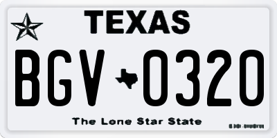 TX license plate BGV0320